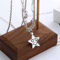 wholesale Sterling Silver S925 Star Love Heart Fashion Necklace, Retro Baroque Five-Pointed Star, Ins New Hip Hop Jewelry-0-3