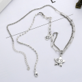 wholesale Sterling Silver S925 Star Love Heart Fashion Necklace, Retro Baroque Five-Pointed Star, Ins New Hip Hop Jewelry-0-2