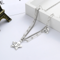 wholesale Sterling Silver S925 Star Love Heart Fashion Necklace, Retro Baroque Five-Pointed Star, Ins New Hip Hop Jewelry-0-0