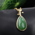 wholesale 925 Silver Gold-Plated with Certificate Natural Jade Hanfu Necklace Pipa-Inlaid Waterdrop Hetian Jade Jasper Pendant-0-0