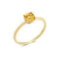 wholesale 9K Gold Natural Crystal Ring, Japanese-style Luxury Minimalist Citrine Birthstone Ring, Can Be Used as 14K/18K Accessory-0-1