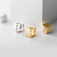 wholesale S925 Sterling Silver Geometric Smooth Surface Wide Square Ear Clasp Korean Style Chic Minimalist Personality Elegance Earrings G6703-S925 silver pair - gold 925 silver