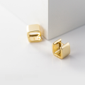 wholesale S925 Sterling Silver Geometric Smooth Surface Wide Square Ear Clasp Korean Style Chic Minimalist Personality Elegance Earrings G6703-0-1