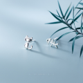 wholesale S925 silver fresh asymmetrical kitten fishbone stud earrings cute Japanese-style student small earrings G2781-0-1