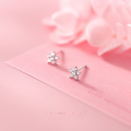 wholesale Sterling Silver S925 Japanese-style Literary and Artistic Double-layer Hollow Floral Single Diamond Stud Earrings G6728-0-1