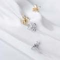 wholesale Sterling Silver S925 Japanese-style Literary and Artistic Double-layer Hollow Floral Single Diamond Stud Earrings G6728-0-2