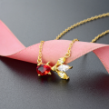 wholesale S925 silver gold-plated inlaid synthetic crystal necklace source manufacturer wholesale sweet little fresh forest-style women's necklace jewelry-0-0