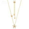 wholesale S925 Sterling Silver Summer New Color Zircon Starfish Necklace for Women, European and American Marine Life Vacation Style Jewelry Wholesale-0-0
