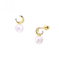 wholesale 9K Gold Japanese Light Luxury Jewelry Small Crescent Romantic Star and Moon Freshwater Pearl Earrings Women's Moon Earrings Simple and Versatile-0-0