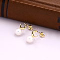 wholesale 9K Gold Japanese Light Luxury Jewelry Small Crescent Romantic Star and Moon Freshwater Pearl Earrings Women's Moon Earrings Simple and Versatile-0-3