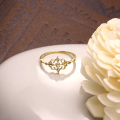 wholesale 9K Gold Vintage-inspired Openwork Floral Symmetrical Diamond Ring for Women, New Style Delicate and Elegant Band-0-2
