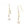 wholesale Summer New Collection 9K Gold Shiny Topaz Star Fashion Earrings, Elegant Fairy Forest-style Ear Hooks-0-0