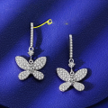 wholesale S925 Metal 3*6 Bow Earrings with 025ct Full Diamond Ear Hook, Cross-Border Hot Seller-0-2