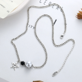 wholesale 925 Sterling Silver New Star Pearl Versatile Necklace Minimalist Ins Trend Retro Short Style Pure Silver Collarbone Chain-0-1
