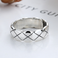 wholesale Sterling silver S925 men's trendy diamond grid pattern open ring, minimalist vintage style finger ring for students-0-1