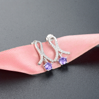 wholesale S925 silver diamond-studded zirconia earrings for women, trendy and stylish Korean-inspired minimalist silver jewelry from the source manufacturer wholesale-Stud Earrings with Plastic Earplugs>925 Silver