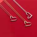 wholesale 925 Silver Women's Korean Style Sweet Girly Hollow Heart Pendant Collarbone Chain with Micro-Inlay D7633-0-0