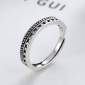 wholesale 925 Sterling Silver Fashion Women's Ring, Personality Polka Dot Line Index Finger Ring, Ins Trend Niche Design Retro Adjustable Ring-0-1