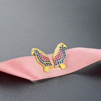 wholesale S925 Silver Gold Plated Full Colorful Diamond Stud Earrings Sweet Fresh Forest Style Ins Earrings Source Factory Wholesale-Stud Earrings with Plastic Earplugs 925 Silver