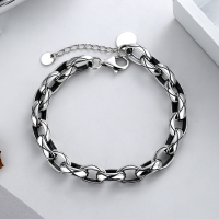 wholesale S925 Sterling Silver Minimalist Trendy Fashion Couple Bracelet Diamond Grid Chic Style Ins Street Punk Bracelet-YS043/approx. 17.5g 925 silver