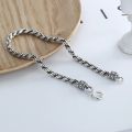 wholesale S925 Sterling Silver Twisted Braided Handmade Bracelet Couple Chain Retro Thai Silver Wrist Accessory-0-1