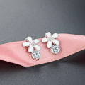 wholesale S925 Silver Rhinestone Floral Ear Studs Sweet Fresh Forest Style Women's Earrings Source Factory Wholesale One-Week Ear Studs-0-0