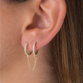 wholesale S925 Sterling Silver Single Round Tassel Chain Ear Cuff With Micro Inlaid Zirconia-0-2