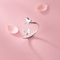 wholesale Metal S925 silver ring for women, Korean style small fresh sweet girly heart smooth butterfly ring open adjustable J7701-0-3