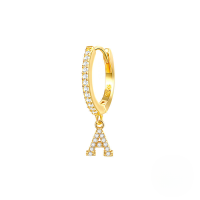 wholesale S925 Sterling Silver Single 26-letter Alphabet Ear Hoop,ins-Gold A