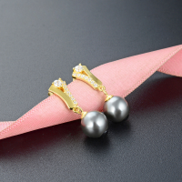 wholesale S925 silver pearl-encrusted gold-plated elegant and graceful fairy-like fashionable high-end women's earrings cross-border bestseller wholesale-Earrings - with plastic earplugs  925 silver