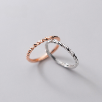 wholesale S925 Sterling Silver Woven Twist Ring with Diamond, Niche Design, Adjustable Opening, Index Finger Ring J7723-S925 silver ring rose gold model Adjustable opening