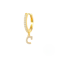 wholesale S925 Sterling Silver Single 26-letter Alphabet Ear Hoop,ins-Gold C