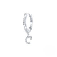 wholesale S925 Sterling Silver Single 26-letter Alphabet Ear Hoop,ins-Platinum C