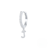 wholesale S925 Sterling Silver Single 26-letter Alphabet Ear Hoop,ins-Platinum J