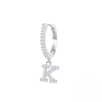 wholesale S925 Sterling Silver Single 26-letter Alphabet Ear Hoop,ins-Platinum K