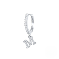wholesale S925 Sterling Silver Single 26-letter Alphabet Ear Hoop,ins-Platinum M