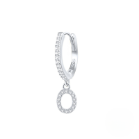 wholesale S925 Sterling Silver Single 26-letter Alphabet Ear Hoop,ins-Platinum O