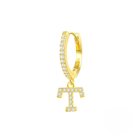 wholesale S925 Sterling Silver Single 26-letter Alphabet Ear Hoop,ins-Gold T-shirt