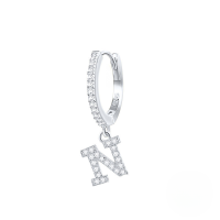 wholesale S925 Sterling Silver Single 26-letter Alphabet Ear Hoop,ins-Platinum N
