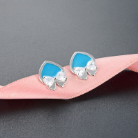 wholesale S925 Silver Drip Oil Earrings for Women, Cute Sweet Style Bow Ear Studs, Minimalist Versatile Wholesale-Stud Earrings with Plastic Earplugs 925 Silver