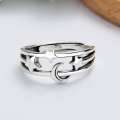 wholesale 925 Sterling Silver Star Moon Korean Retro Ring, Little Fragrance Style Starry Sky Ins Trend Open Adjustable Ring for Girlfriend Best Friend Gift-0-1
