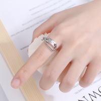 wholesale S925 silver gold-plated, Korean-style internet-famous fairy tale princess pink crystal pure silver ring for women Belle princess flower ring-Rose Quartz Adjustable opening