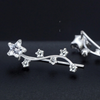 wholesale S925 Sterling Silver Asymmetric Minimalist Triangle Star Earrings for Women, Versatile and Available for Drop Shipping-Asymmetrical earrings with plastic earplugs 925 silver