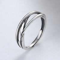 wholesale Sterling Silver Korean-style Cute Creative Little Boy Engraved Ring Minimalist Thai Silver Vintage Lettering Hip Hop Single Ring-YJ120/approx. 2.51g Adjustable opening