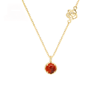 wholesale 9K gold Korean-style ins rose necklace with a girly heart, elegant pomegranate charm, versatile openwork pendant, and minimalist-Pomegranate Rose Necklace>9K