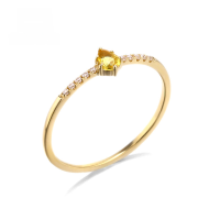 wholesale 9K metal jewelry source factory direct sales natural yellow and blue sapphire delicate ring moissanite stackable minimalist ring-Yellow Sapphire + Moissanite Ring No. 10