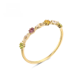 wholesale 9K Gold Japanese Korean Style Dainty Multicolor Gemstone Crystal Ring for Women, Delicate and Versatile Stacking INS Ring-0-0