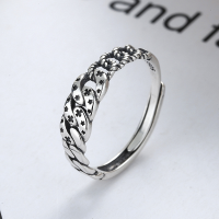 wholesale S925 Sterling Silver Vintage Cross Engraved Antique Bohemian Fashion Index Finger Ring for Women-YJ116/approx. 1.97g>Adjustable opening