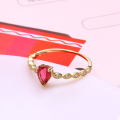 wholesale 9K gold jewelry simple wave zircon teardrop tourmaline ring for women, lightweight luxury new wholesale-0-3