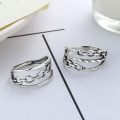 wholesale S925 Sterling Silver Chain Link Ring Korean Style Minimalist Vintage Distressed Fashion Unisex Index Finger Wholesale-0-1